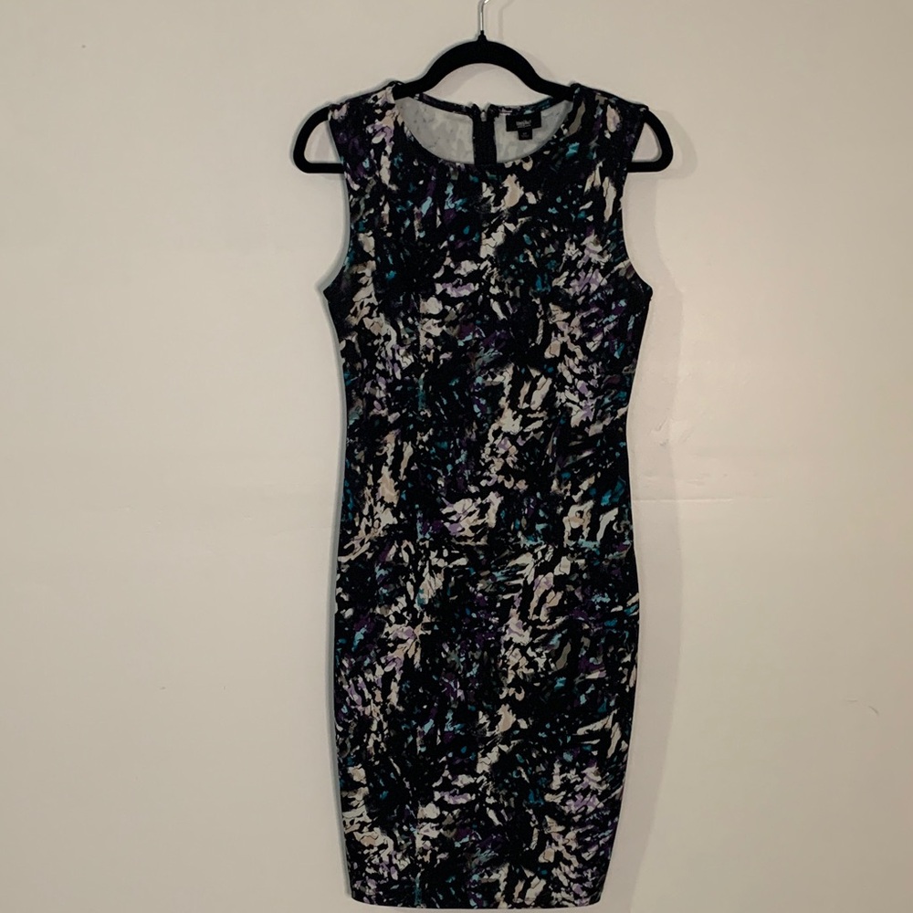 Calvin Klein Abstract Black and Purple Mini Dress